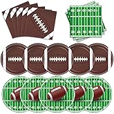 96 PCS Football Party Supplies Plates and Napkins Tableware Set Football Theme Party Decorations Including Paper Plates Napkins Cups for Football Birthday Party, 24 Guests