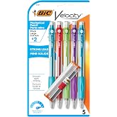 BIC Velocity Strong Lead Mechanical Pencils, Thick Point, 0.9mm, 5-Count | Colorful Barrel Accents | Includes Erasers | Cushioned Grip for Comfort | Break-Resistant Core | Perfect for School Supplies