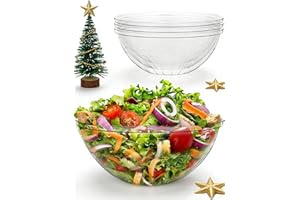 BESTVIP 4 Pack 150 Ounce Clear Plastic Serving Bowls, Disposable 11.6" Party Bowls for Chips/Salad/Candy/Snacks, Stackable Buffet Containers for Christmas, Holiday, Weddings, Showers/Events, Reusable