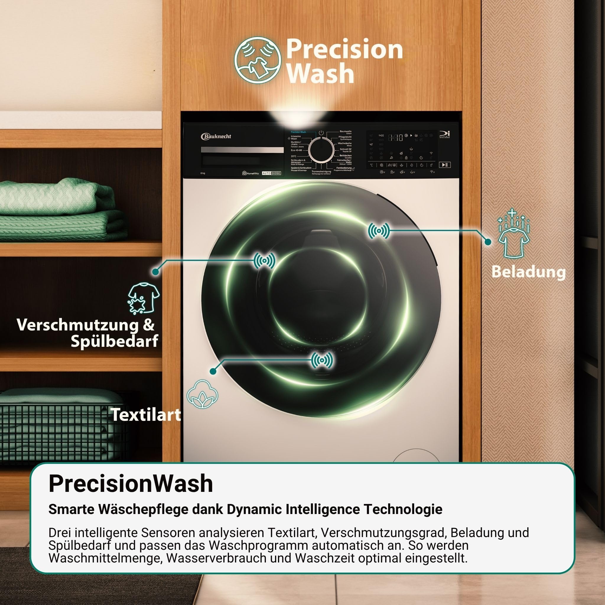 Bauknecht B WM 9A12 BC Waschmaschine Frontlader/ 9kg/ PrescisionWash/Steam Therapy/Adaptive Wash/Inverter-Motor/Energieeffizienzklasse A, weiß 3
