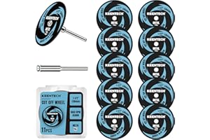 KEENTECH 1-1/2" Cut Off Wheels 11 Pack, 1.5" x 1/8" Fiberglass Reinforced Cutting Discs with 1 Mandrels, Rotary Tool Accessor