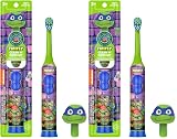 FIREFLY Teenage Mutant Ninja Turtles Power Toothbrush | Soft Bristles | 3D Character Cover | Ages 3+ | Pack of 2