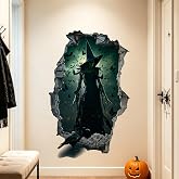 3D Halloween Witch Wall Decals, Spooky Scary Wall Art Decor Stickers for Child's Room, Bedroom, Nursery, Playroom Decoration (3D Witch Wall Decals)