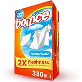 Bounce Dryer Sheets, 330 count, Outdoor Fresh Scent, Fabric Softener Sheets, Reduces Static, Softens and Fights Wrinkles