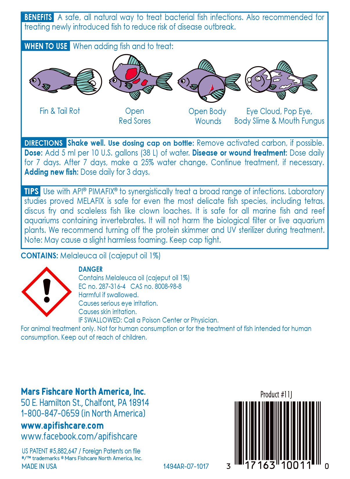 API MELAFIX Freshwater Fish Bacterial Infection Remedy 16-Ounce Bottle