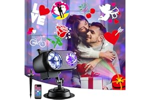 FLITI Brighter Valentine Projector Lights for Home, 2024 Upgraded Valentine Decorations Holiday Projector Display 8 Patterns At A Time (3D Ocean Wave & Patterns), 8 Holiday Themes Valentine’ Day Decor Light
