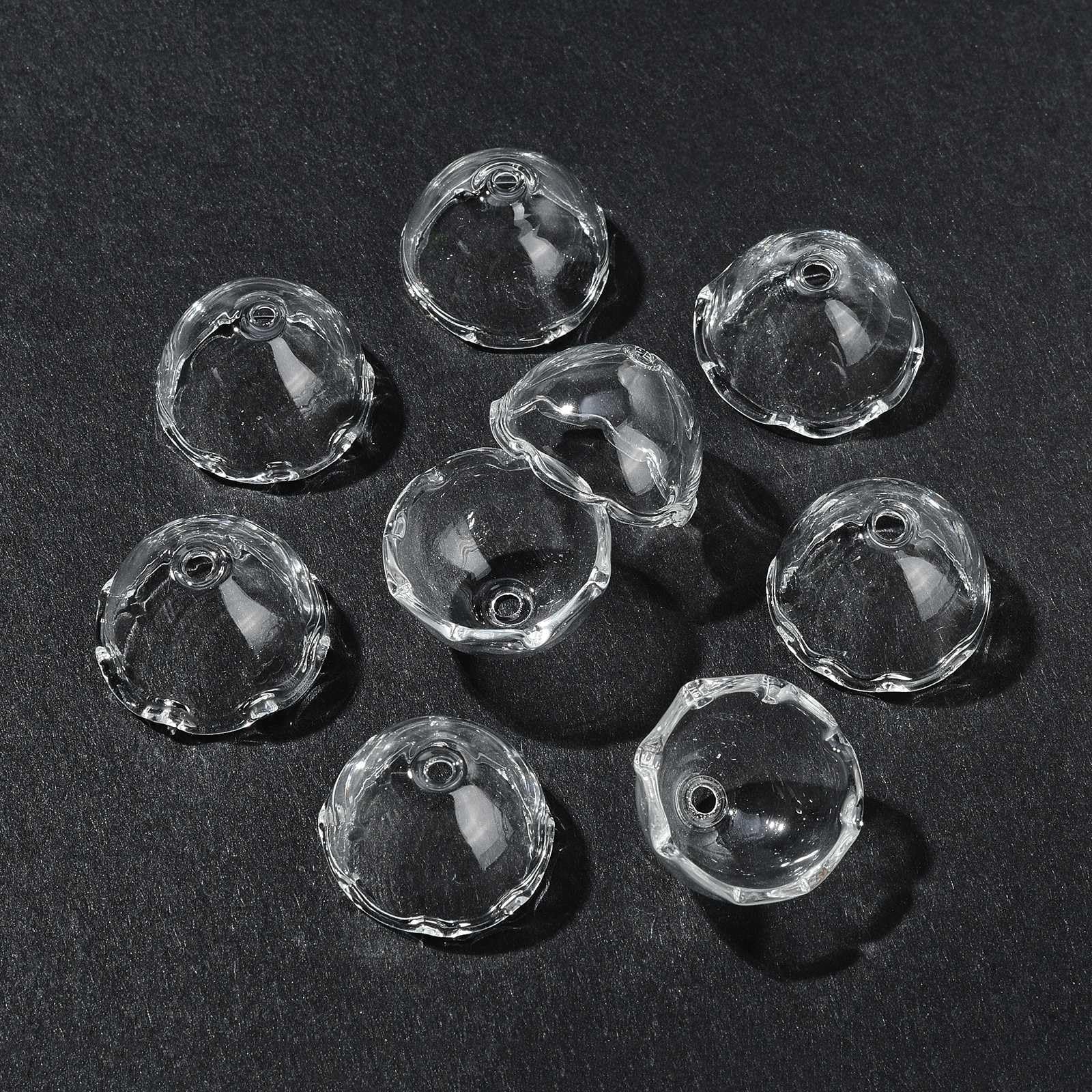 UR URLIFEHALL 10 Pcs Flower Glass Bead Cones Wind Chimes Bead End Caps Flower Shaped Beads for Jewellery Making Crafts Home Gift Decor