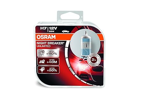 Osram NIGHT BREAKER UNLIMITED H7, Halogen-Scheinwerferlampe, 64210NBU-HCB, 12V PKW, Duobox (2 Stück)