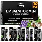 10 Pack Lip Balm for Men,Hydrating Natural Chapstick Bulk Vitamin E and Beeswax - 5 Flavors Chapstick for Men Gift,Peppermint,Coconut,Vanilla,Lavender &amp; Unscent