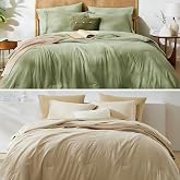 WRENSONGE Soft 7 Pieces Queen Comforter Set Sage Green and Queen Beige