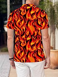 LuckLemocor Mens Flames Button Down Shirt Summer