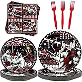 Obussgar 100Pcs Boxing Party Decorations - Boxing Party Plates and Napkin, Boxing Tableware, Boxing Party Gifts, Boxing Birthday Party Supplies - Serves 25 (Boxing)