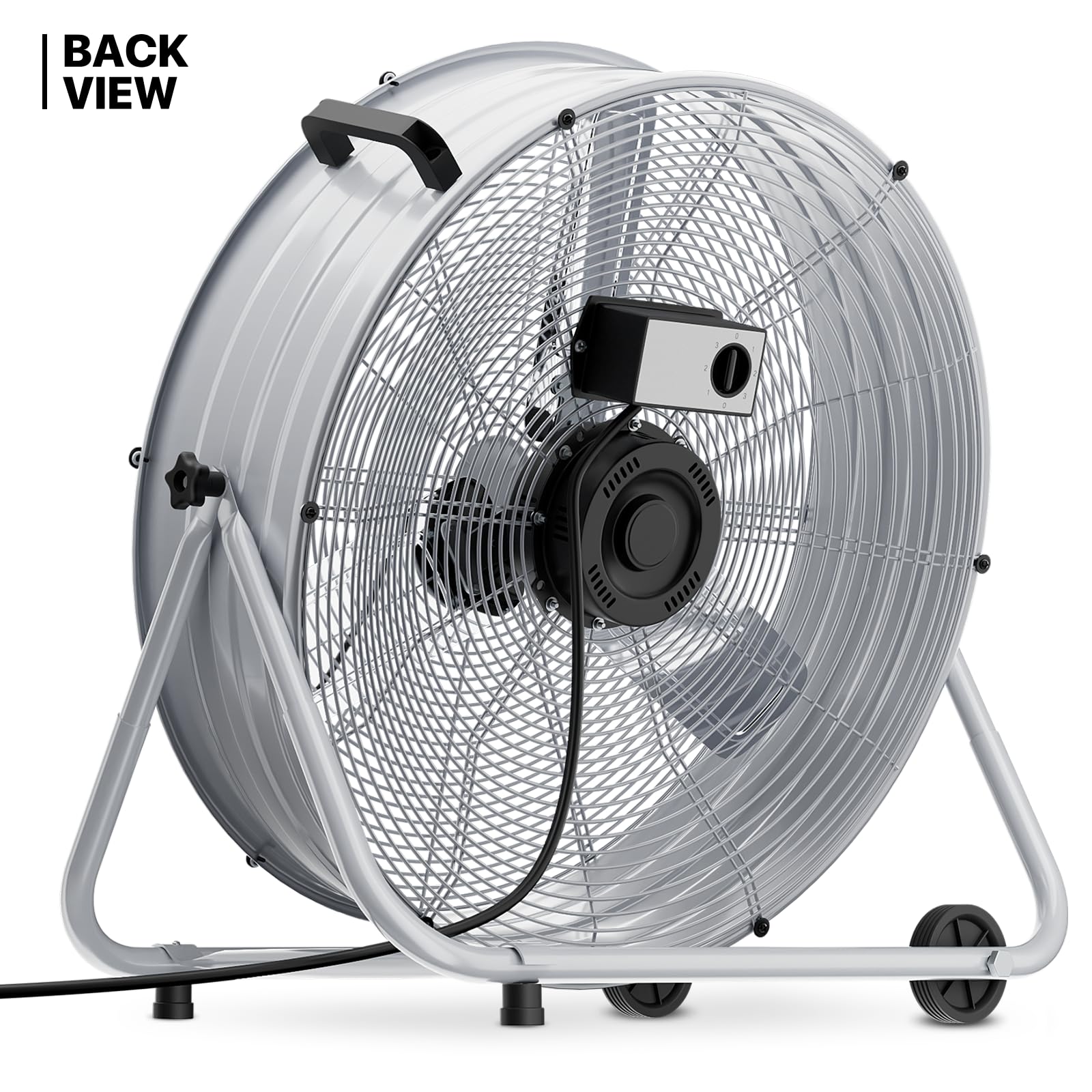 mollie 25 Inch Industrial High Velocity Floor Drum Fan with 3 Speed Heavy Duty Metal Adjustable Tilt Portable Air Circulator for Home Bedroom Garage Commercial Use, 5270 CFM, Silver