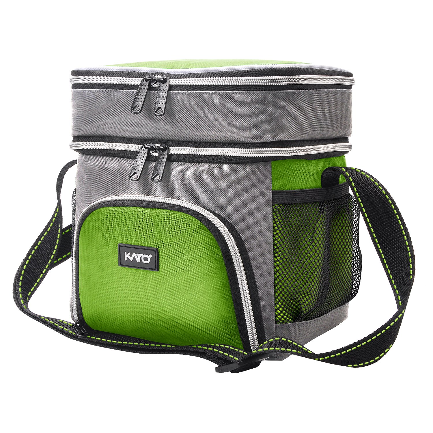 Insulated Small Lunch Bag, Leakproof Dual Compartment Thermal Cooler Reusable Lunch Tote for Men and Women by Kato, Green