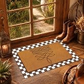 Tinieya 2, 23.6 x 35.4 Inches, Western, White and Brown | Welcome Mat with Plaid Rug for Fall Autumn Thanksgiving Harvest Rustic Farmhouse Outdoor Entryway Decor