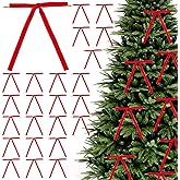 24 PCS Red Velvet Bows Christmas Tree Decorations, 5 * 7 inch Xmas Ornaments for Tree, Door Garland Vintage Wreath Bow Decor Christmas Home Decorations