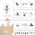AUDREE Christmas Cards With Envelopes & Matching Stickers (20 Pack 4"x6") - Assortment Boxed Holiday Cards - Perfect for Happy Holidays Cards, Xmas Cards - Thoughtful Gift Idea for Friends and Family