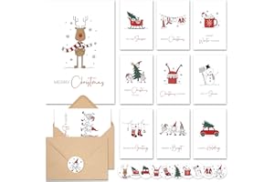 AUDREE Christmas Cards With Envelopes & Matching Stickers (20 Pack 4"x6") - Assortment Boxed Holiday Cards - Perfect for Happy Holidays Cards, Xmas Cards - Thoughtful Gift Idea for Friends and Family