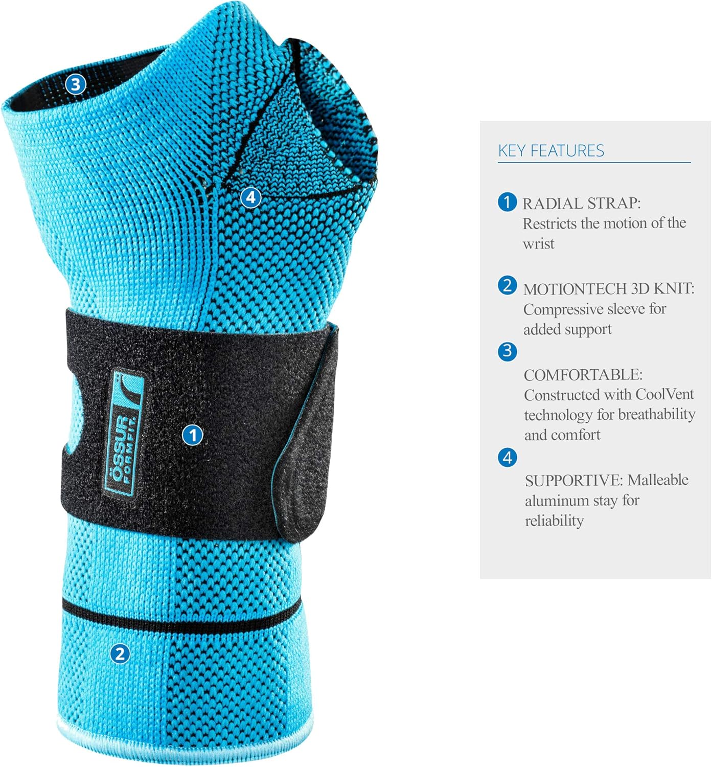 Ossur Formfit Pro Wrist Brace (Blue) for Treatment of Chronic Wrist