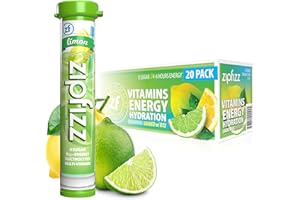 Zipfizz Daily Energy Drink Powder, Limon, 20 Pack | 3-in-1 Sustained Energy, Rapid Hydration, and Essential Vitamins | Sugar-Free | Electrolyte Powder | Contains Vitamin B-12 & Antioxidants