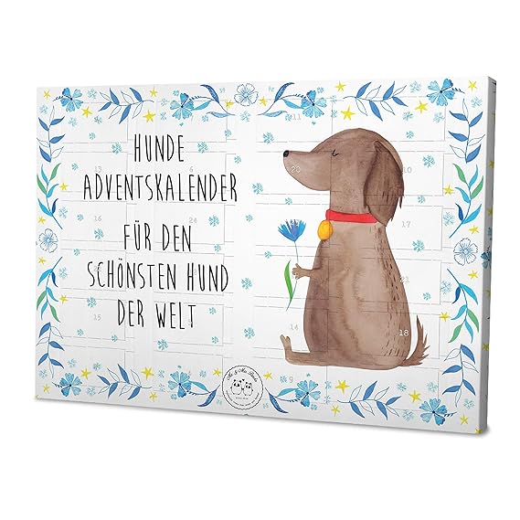 Mr. & Mrs. Panda Weihnachtskalender, Haustiere, Hunde Adventskalender Hund Blume Weihnachtszeit mit Spruch - Farbe
