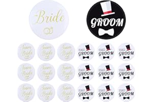 Team Bride & Groom Buttons - (1) Bride, (1) Groom, (9) Team Bride, (9) Team Groom Pins| Bachelorette Party Squad Tribe Favors