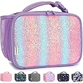GYEUKHAM Insulated Lunch Box for School, Thermal Reusable Durable Freezable Lunch Bags for Kids Boys Girls Men Women - Small Soft Cooler Portable Lunch Tote Kit for Work Picnic Travel,Purple Glitter