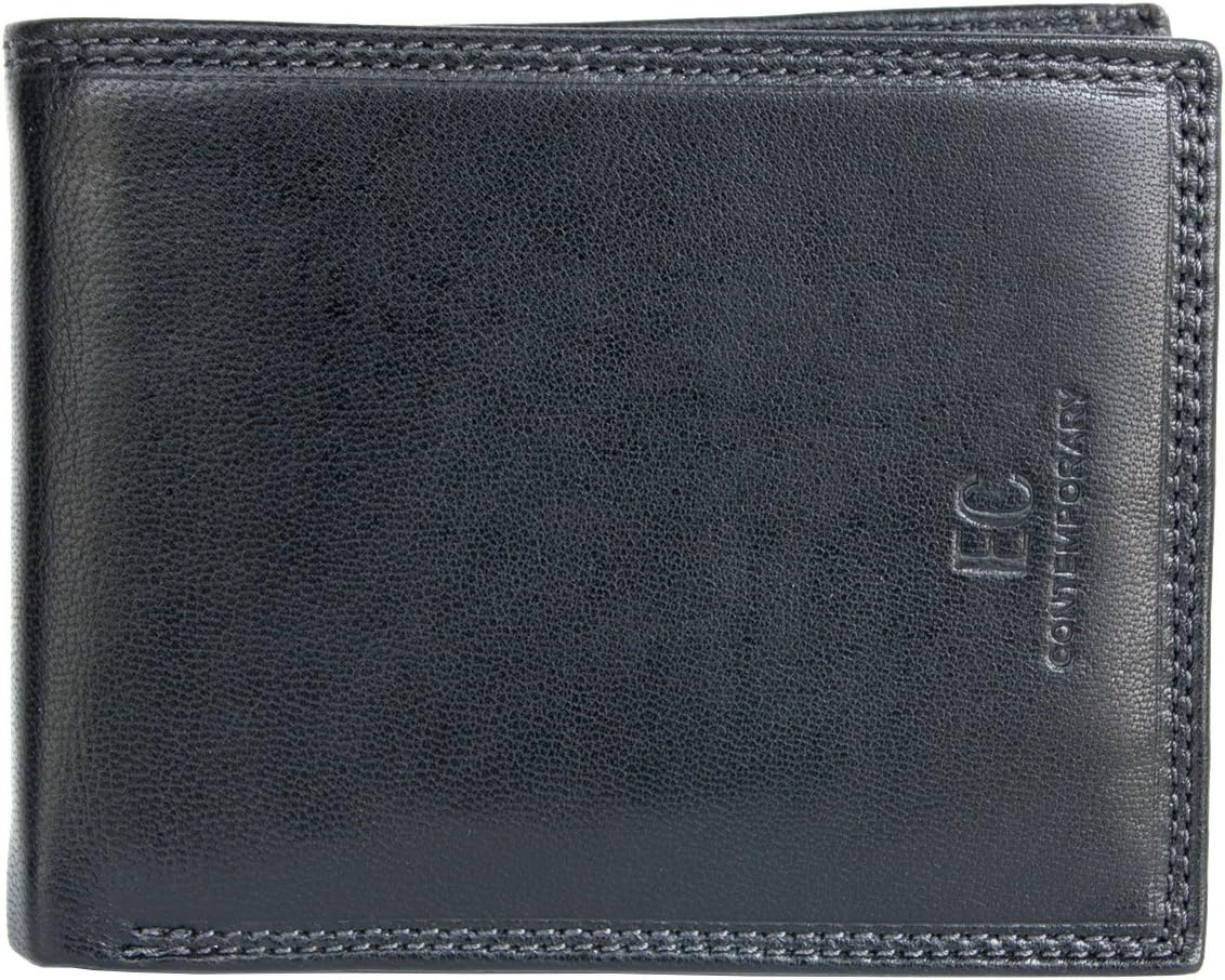 EC-Contemporary Men's Large Black Soft Genuine Leather Wallet