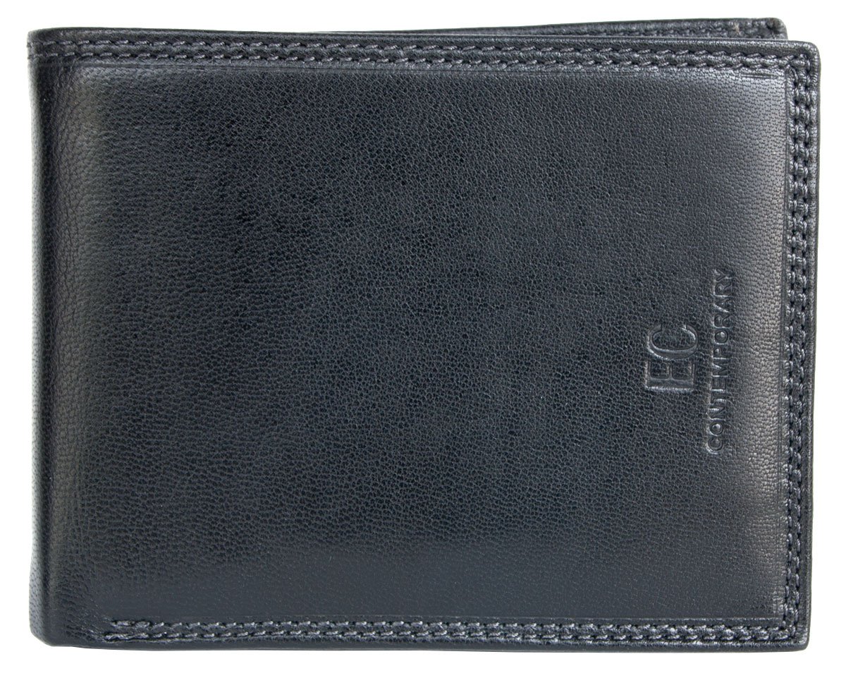 EC-Contemporary Men's Large Black Soft Genuine Leather Wallet