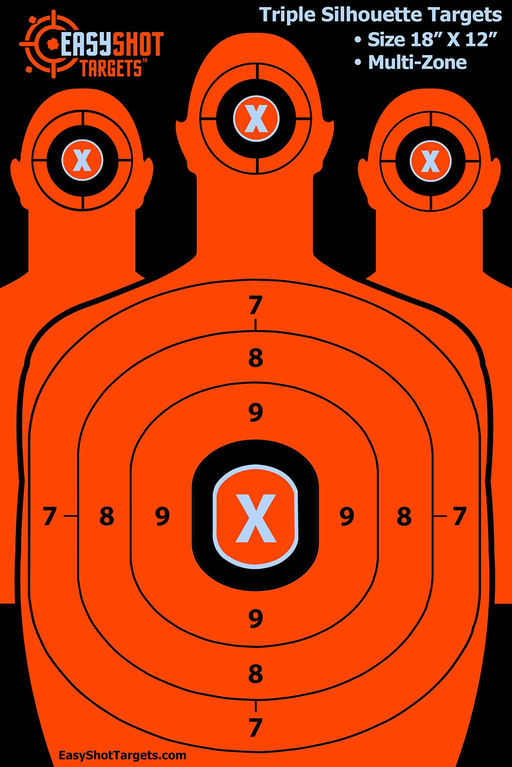 EasyShot Shooting Targets 18 X 12 inch. Shots are Easy to See on The Fluorescent Orange. Thick Silhouette Paper Targets for Pistols, Rifles, BB Guns, Airsoft and More.