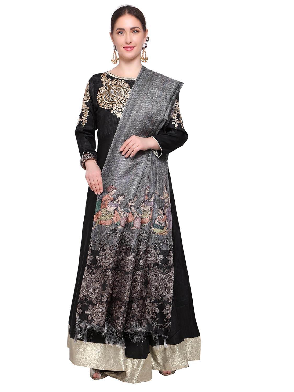 mrinalika fashion women's cotton silk digital print dupatta (grey_free size)