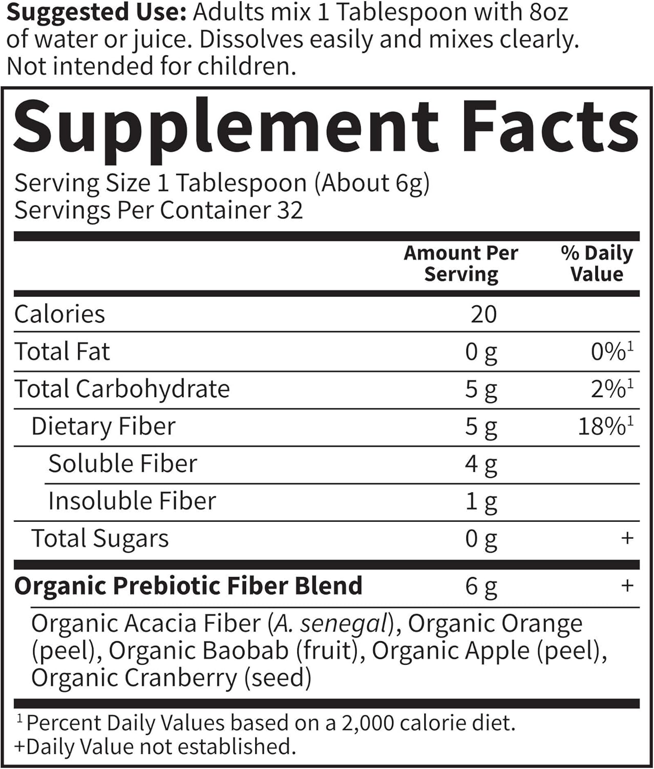 Garden of Life Dr. Formulated Organic Fiber Supplement - Unflavored, 32 Servings, Organic Prebiotic Fiber Supplement, Psyllium Free, Vegan Superfood Fiber Powder, Constipation Relief, Hunger Control: Health & Personal Care