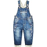 KIDSCOOL SPACE Baby Little Kids Cute Denim Embroidered Fashion Jean Overalls
