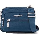 Baggallini Triple Zip Small Crossbody Bag for Women - 8x6 Lightweight Convertible Fanny Pack Belt Bag