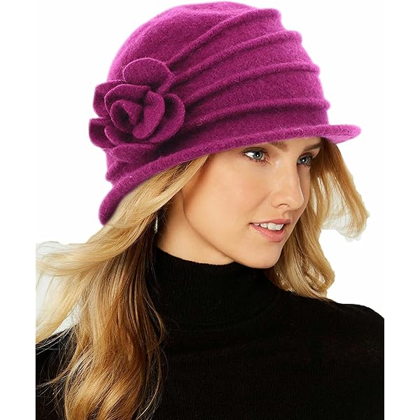 Winter Wool Knit Beanie - 1920s Style Cloche Bucket Hat For Women With Bow Detail