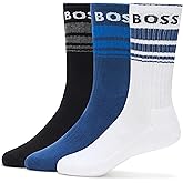 BOSS Mens 3-Pack Bold Logo Solid Cotton Socks
