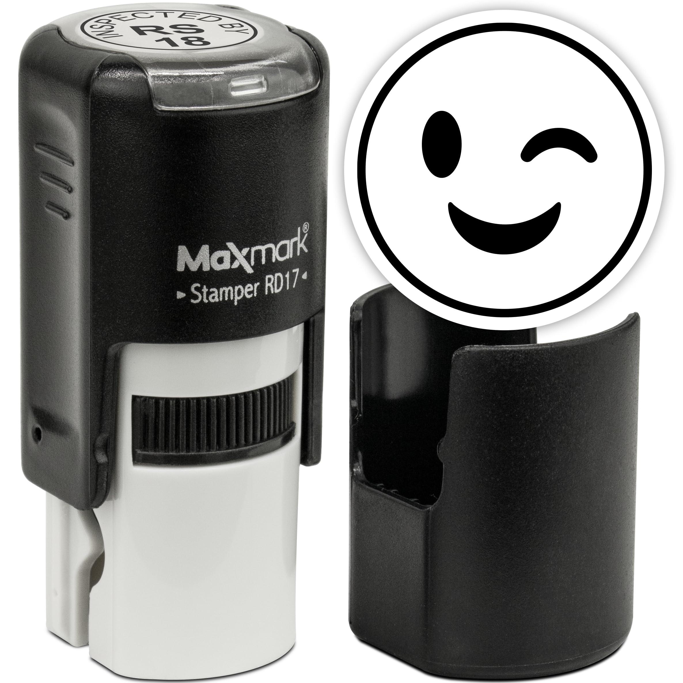 MaxMark Round Self Inking Emoji Stamp - Wink