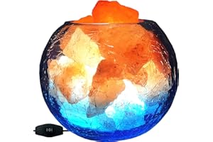 V.C.Formark USB Himalayan Salt Lamp, Salt Rock Lamp with Natural Salt Chunks Bring Visual Impact of Ice and Fire to you, Used for Desk, Bedroom, Living Room and Gift - Color Changing + Warm Light Mode