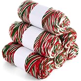 Timgle 6 Skeins Christmas Yarn for Crocheting | Christmas Red Green White Color Each 141g/ 4.5 oz 273 Yard Soft Crochet Yarns for Knitting Gift Craft Project Starter