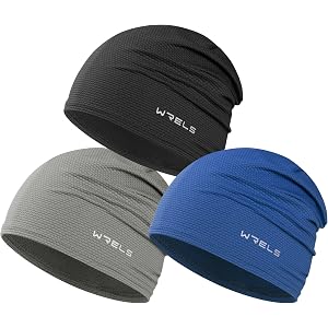 Cooling Skull Cap 3 Packs Sweat Wicking Beanie Breathable for Men Women | Elastic fit prevents slipping fabric wicks away swe
