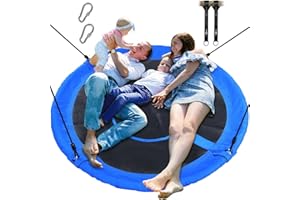 Trekassy 60" Large Saucer Tree Swing for Kids Adults 900D Oxford Waterproof with 2pcs Hanging Straps