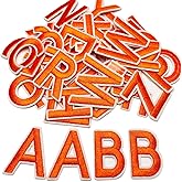 Jongdari 55pcs Iron On Letters Patches for Clothing, 1.5" Embroidery Alphabet Letterman Jacket Patche A-Z Applique for Backpack & Fabric (Orange)