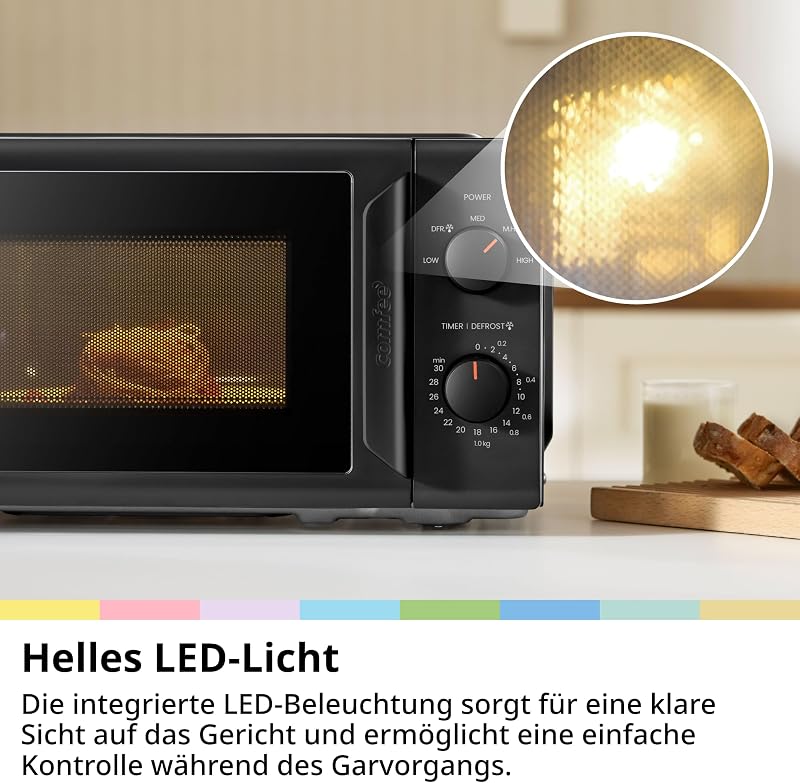 CMO-MP012ND(BK) Mikrowelle 20L, 700W, 5 Leistungsstufen, Drehteller, Auftaufunktion, Freistehend, Schwarz