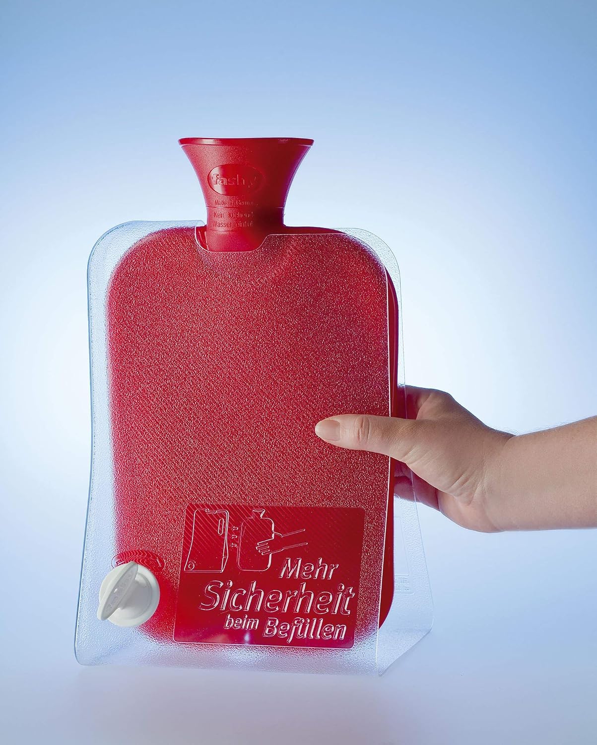 Fashy Hot Water Bottel Filling Stand, Red, standard - Image 3