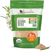 Kevala Organic Toasted Sesame (Hulled) - 2 lb, Gluten Free Roasted Sesame | 32 oz, Roasted Sesame Seeds for a Tahini Paste, K