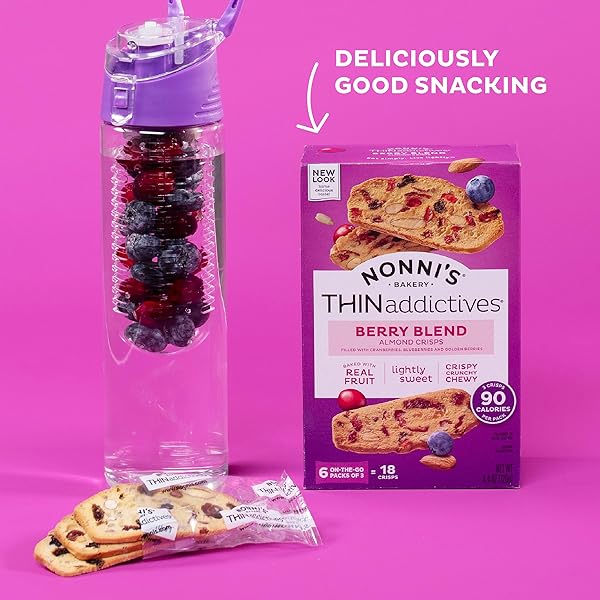 NONNI’S THINADDICTIVES ALMOND THIN COOKIES – BERRY BLEND ALMOND COOKIES – ALMOND COOKIE THINS W/CRANBERRIES BLUEBERRIES GOLDENBERRIES RAISINS SUNFLOWER SEEDS – KOSHER – 4.4 OZ