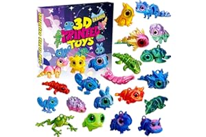 YOMESTE 3D Printed Animals Advent Calendar 2025, 24PCS Articulated Flexible Figurines Set with Shining Eyes, Gift for Party F