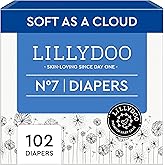 LILLYDOO Baby Diapers - Size 7 (33+ lbs), Monthly Supply (102 Count), Leak Protection, Skin-Friendly, Ultrasoft, Perfume- & Chlorine-Free, Hypoallergenic, Dermatologist Tested, Oeko-TEX®