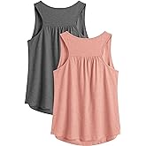 PINSPARK Workout Tops for Women Racerback Tank Tops Sleeveless Athletic Running Shirts Lightweight Yoga Gym Tank,2 Pack S-3XL