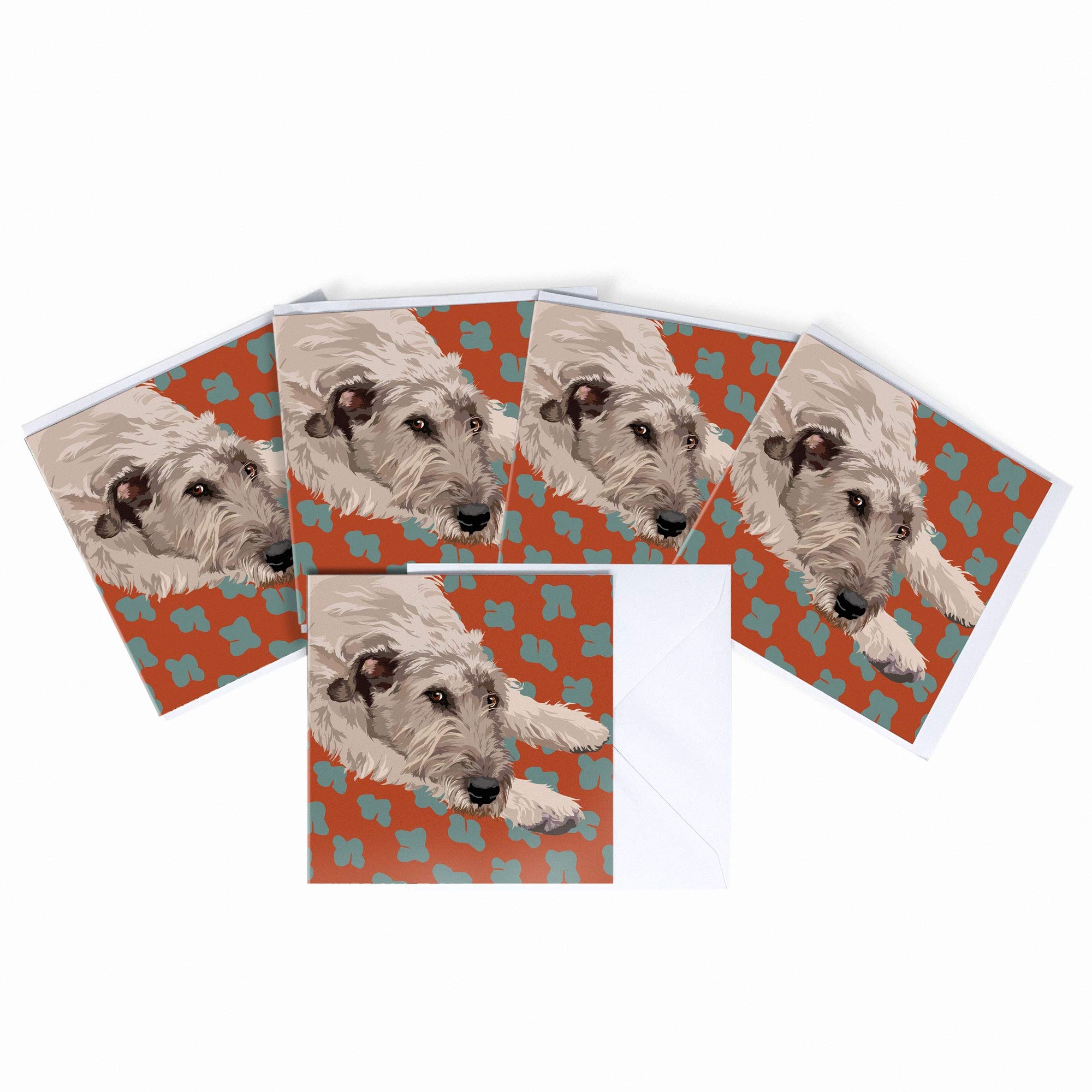 Leslie Gerry Wolfhound Blank Greeting Card Pack of 5 Multipack